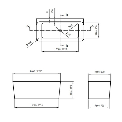 Karag RHODES C966-1600 Bianco Lucido 160x75 Μπανιέρα Ελεύθερης Τοποθέτησης
