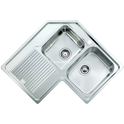 Sanitec 11298 Zenith 83x83 2VD-2vs Σαγρέ Inox Νεροχύτης Γωνιακός