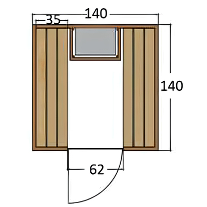 Sauna Basic 140x140x205 Σάουνα 4 Ατόμων Από Μασίφ Ξύλο Ελάτης