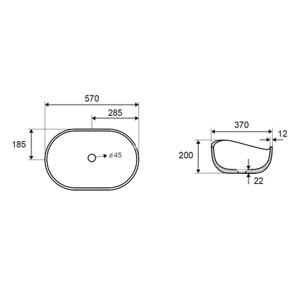 Karag Concrete ERIS Cement Νιπτήρας 57x37 Επιτραπέζιος
