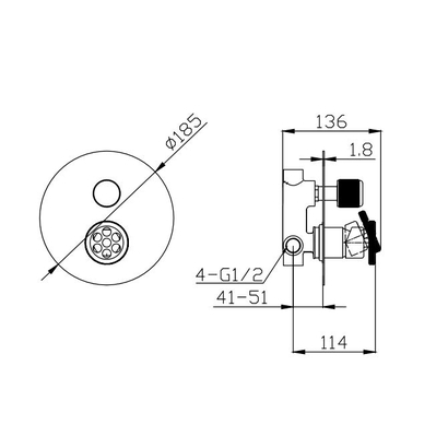 KARAG Inna 23568 Μίκτης Ντους Εντοιχισμού 4 Δρόμων