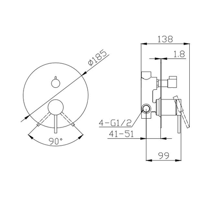 Joan Cromo 24668-425A Μίκτης Ντους Εντοιχισμού 4 Δρόμων