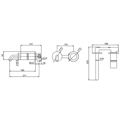 KARAG Joan Brass Pattern 24686-425A-BP Μπαταρία Νιπτήρα Επιτοίχια