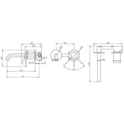 Joan Cromo 24686-425A Μπαταρία Νιπτήρα Επιτοίχια