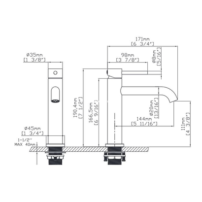 KARAG Artemis B99001-C Μπαταρία Νιπτήρα Χαμηλή Χρωμέ