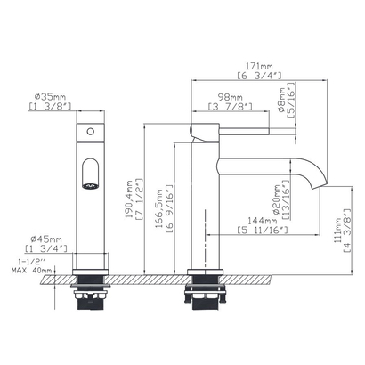 KARAG Artemis Nero B99001-N Μπαταρία Νιπτήρα Μαύρη