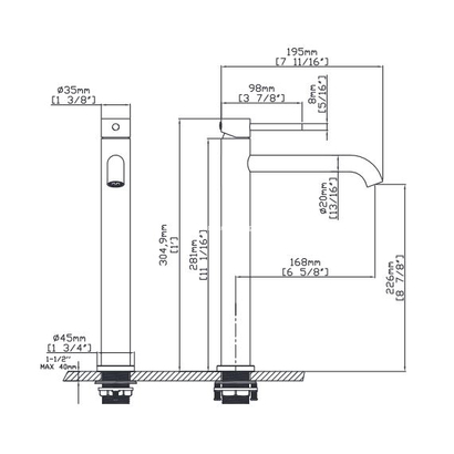 KARAG Artemis B99002-C Μπαταρία Νιπτήρα Επιτραπέζια Χρωμέ