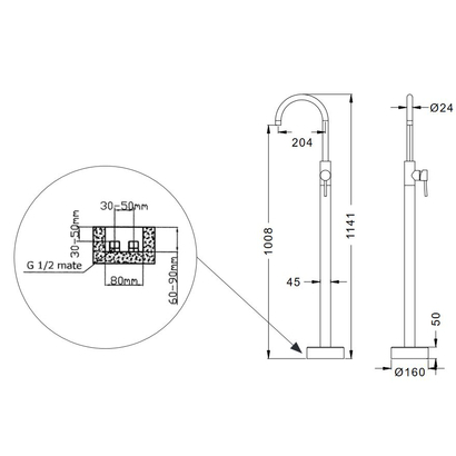 Karag Artemis S28223-C Μπαταρία Νιπτήρα Επιδαπέδια Χρωμέ