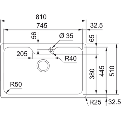 Franke Bell BCX 110-75 TL Νεροχύτης Inox 81x51 122.0617.532