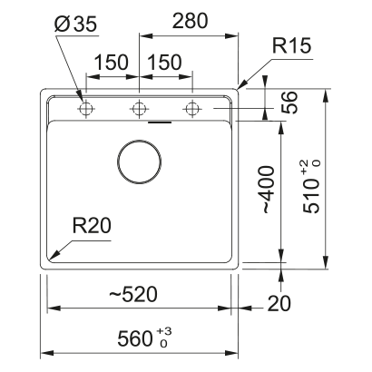 Franke Maris MRG 610-52 TL Polar White Νεροχύτης 56x51 114.0663.096