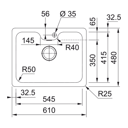 Franke Bell BCX 110-55 TL Νεροχύτης Inox 61x48 122.0617.533