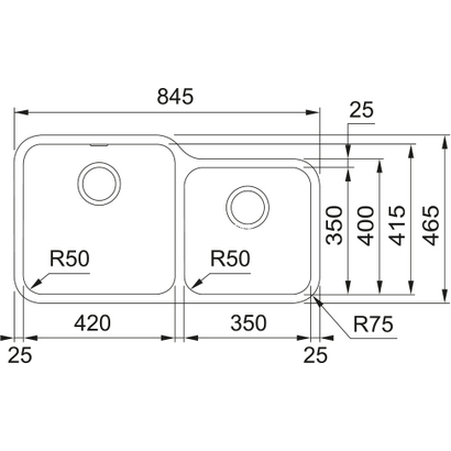 Franke Bell BCX 120-42-35 Νεροχύτης Inox 84x46 122.0617.531