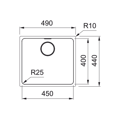 Franke Mythos MYX 110-45 Νεροχύτης Inox 49x44 122.0703.891