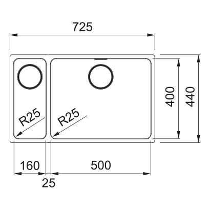 Franke Mythos MYX 160-50-16 Νεροχύτης Inox 72x44 122.0703.896/122.0703.895