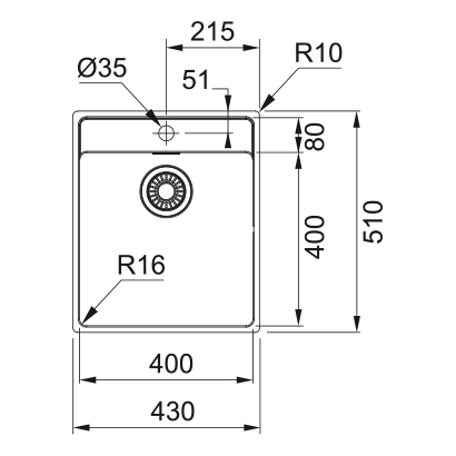 Franke Maris MRX 210-40 TL Νεροχύτης Inox 43x51 127.0525.272
