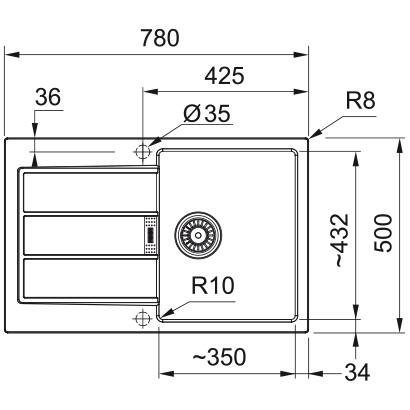 Franke Sirius 2.0 611-78 Polar White 78x50 Νεροχύτης 143.0644.092