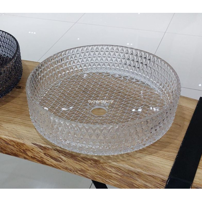 GLASS GL008W Φ40 Νιπτήρας Επιτραπέζιος WHITE Κρυστάλλινος TEMA