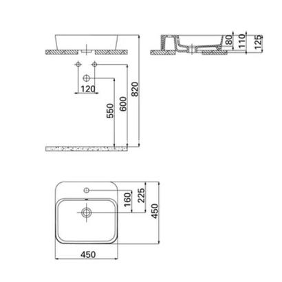 Creavit LP046 Νιπτήρας 45x45 Επιτραπέζιος TEMA