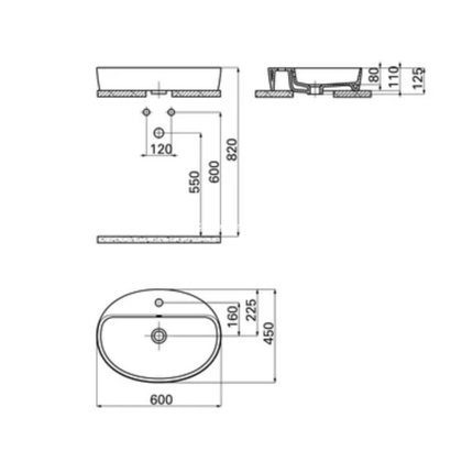 Creavit LP161 Νιπτήρας 60x40 Επιτραπέζιος TEMA
