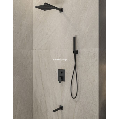 Karag Delos Nero CFT205-BL Σετ Εντοιχισμού Ντουζιέρας Μαύρο