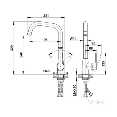 Karag TATI 28906 Μπαταρία Κουζίνας Ψηλή