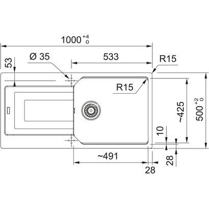 Franke Urban UBG 611-100 Onyx 100x50 Νεροχύτης 114.0687.690