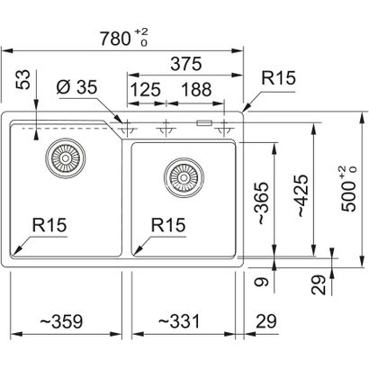 Franke Urban UBG 620-78 Polar White 78x50 Νεροχύτης 114.0687.723