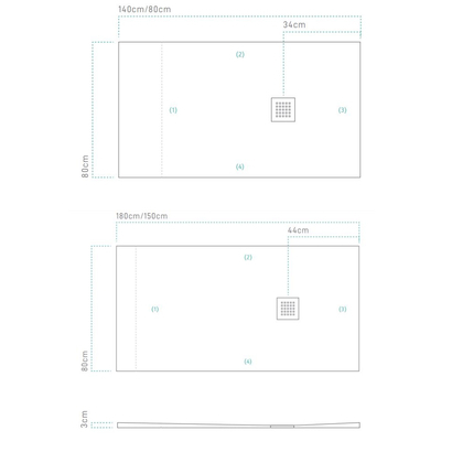 Sanitec A-213 Flat Stone 150x80 Ντουζιέρα Χυτή