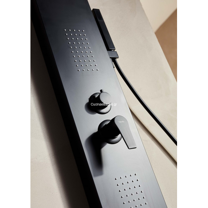 53100 N Roma Black Matt Στήλη Ντους Υδρομασάζ Μαύρη TEMA