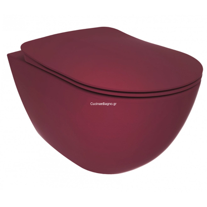 Creavit Free Rimless Berry Matt 51x35 Λεκάνη Κρεμαστή Με Κάλυμμα