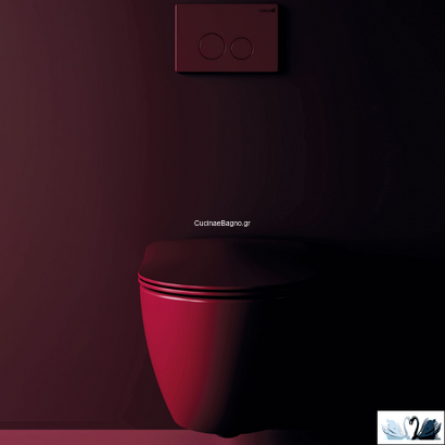 Creavit Free Rimless Berry Matt 51x35 Λεκάνη Κρεμαστή Με Κάλυμμα