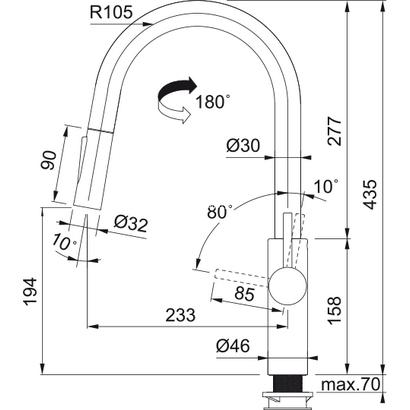 Franke Pescara Slide-In Ντους Black Matt Μπαταρία Κουζίνας 115.0575.968