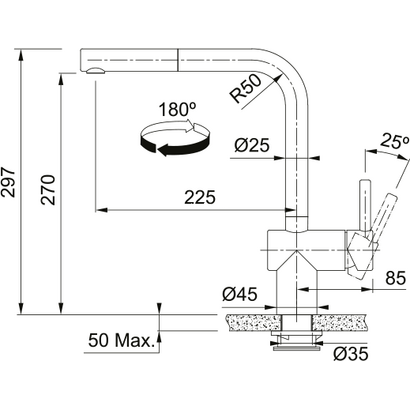 Franke Atlas Neo Sensor Ντους Industrial Black Αναμεικτική Μπαταρία Με Αισθητήρα Λειτουργίας 115.0625.527