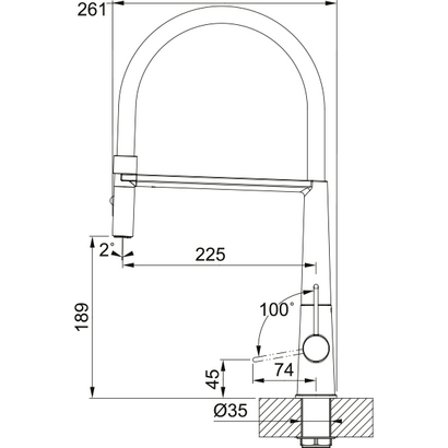 Franke Icon Semi-pro Black Matt Ντους Μπαταρία Κουζίνας 115.0690.598