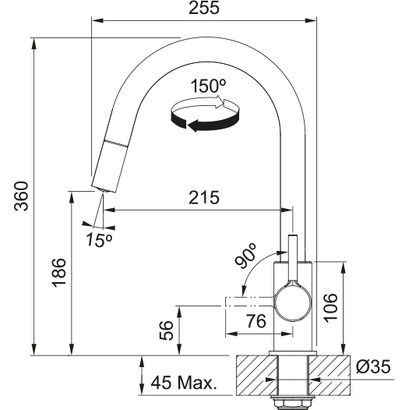 Franke Lina Ντους Χρωμέ Μπαταρία Κουζίνας 115.0693.229