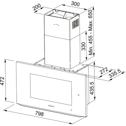 Franke AQ Sense FKAS A80 BK Crystal Black Επιτοίχια Καμινάδα 330.0657.269