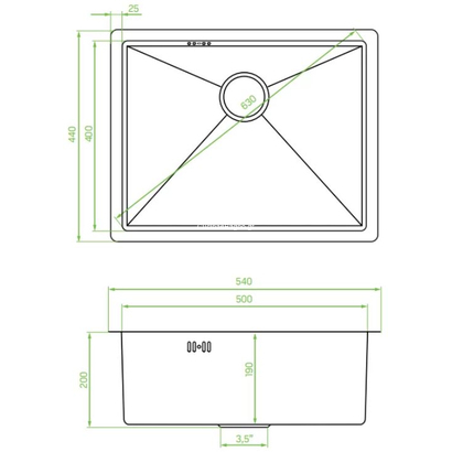 LAVEO Marmara Inox 54x44 Νεροχύτης Ανοξείδωτος SAM_010P