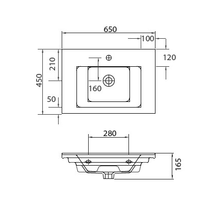 Karag Etna-1065 νιπτήρας 65x45 Επικαθήμενος Επίπλου / Κρεμαστός
