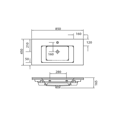 Karag Etna-1085 νιπτήρας 85x45 Επικαθήμενος Επίπλου / Κρεμαστός
