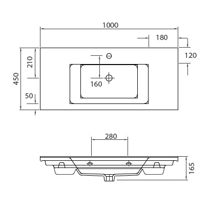 Karag Etna-1100 νιπτήρας 100x45 Επικαθήμενος Επίπλου / Κρεμαστός