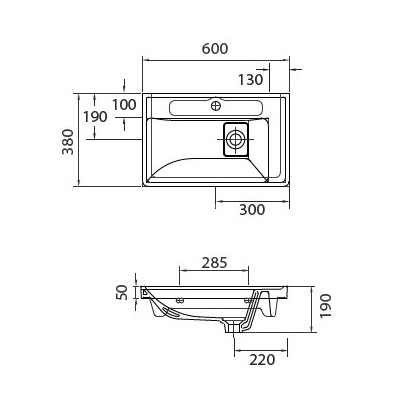 Νιπτήρας Επικαθήμενος 60x38 QUATTRO 8060 Karag Επίπλου / Κρεμαστός