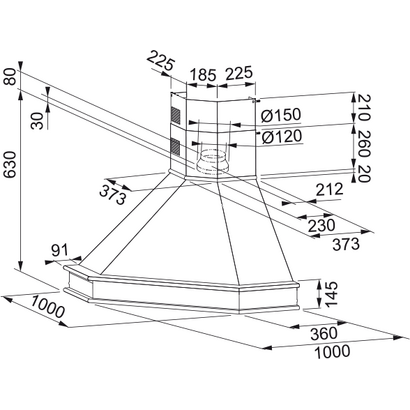 Franke COUNTRY FCC 90 NF Επιτοίχια Γωνιακή Καμινάδα 321.0693.757