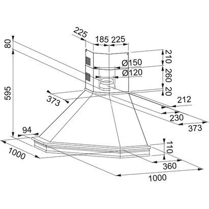 Franke COUNTRY FCC 90 NF Επιτοίχια Γωνιακή Καμινάδα 321.0693.757