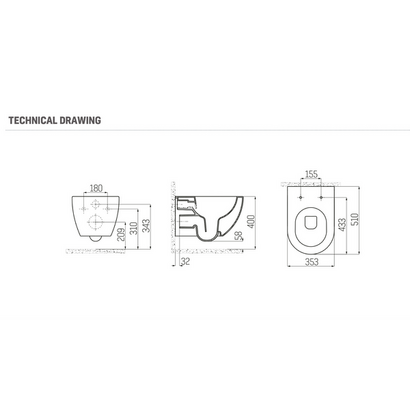 Creavit Free Rimless Cool Grey 51x35 Λεκάνη Κρεμαστή Με Κάλυμμα