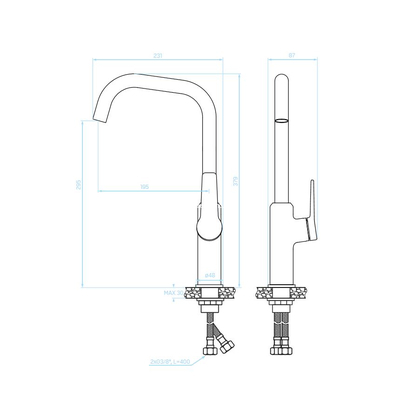 KUCHINOX ALANAIS BQI_G65D Gold Μπαταρία Κουζίνας Χρυσή