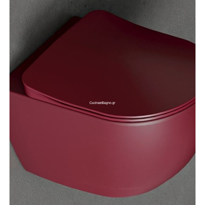 Creavit Free Rimless Berry Matt 51x35 Λεκάνη Κρεμαστή Με Κάλυμμα