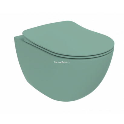 Creavit Free Rimless Nile Green 51x35 Λεκάνη Κρεμαστή Με Κάλυμμα