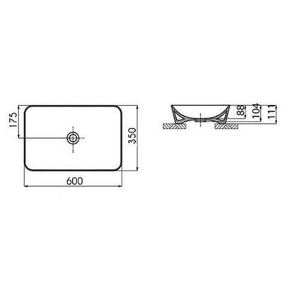PRISMA PRI060W Νιπτήρας Επιτραπέζιος 60x35 TEMA