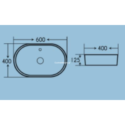 PURE PUR060W Νιπτήρας Επιτραπέζιος 60x40 TEMA