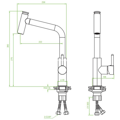 LAVEO Toro Black Μπαταρία Κουζίνας Ντους BAX 769D